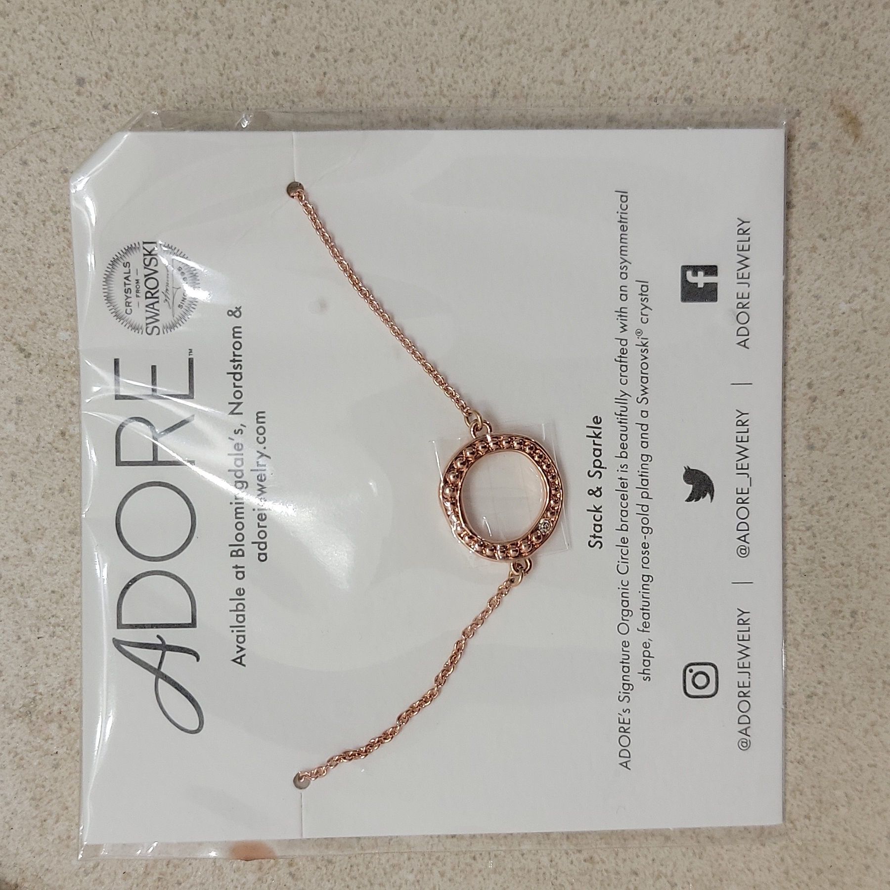 Brand New Never Worn Rose Gold Bracelet With A Swarovski Crystal.